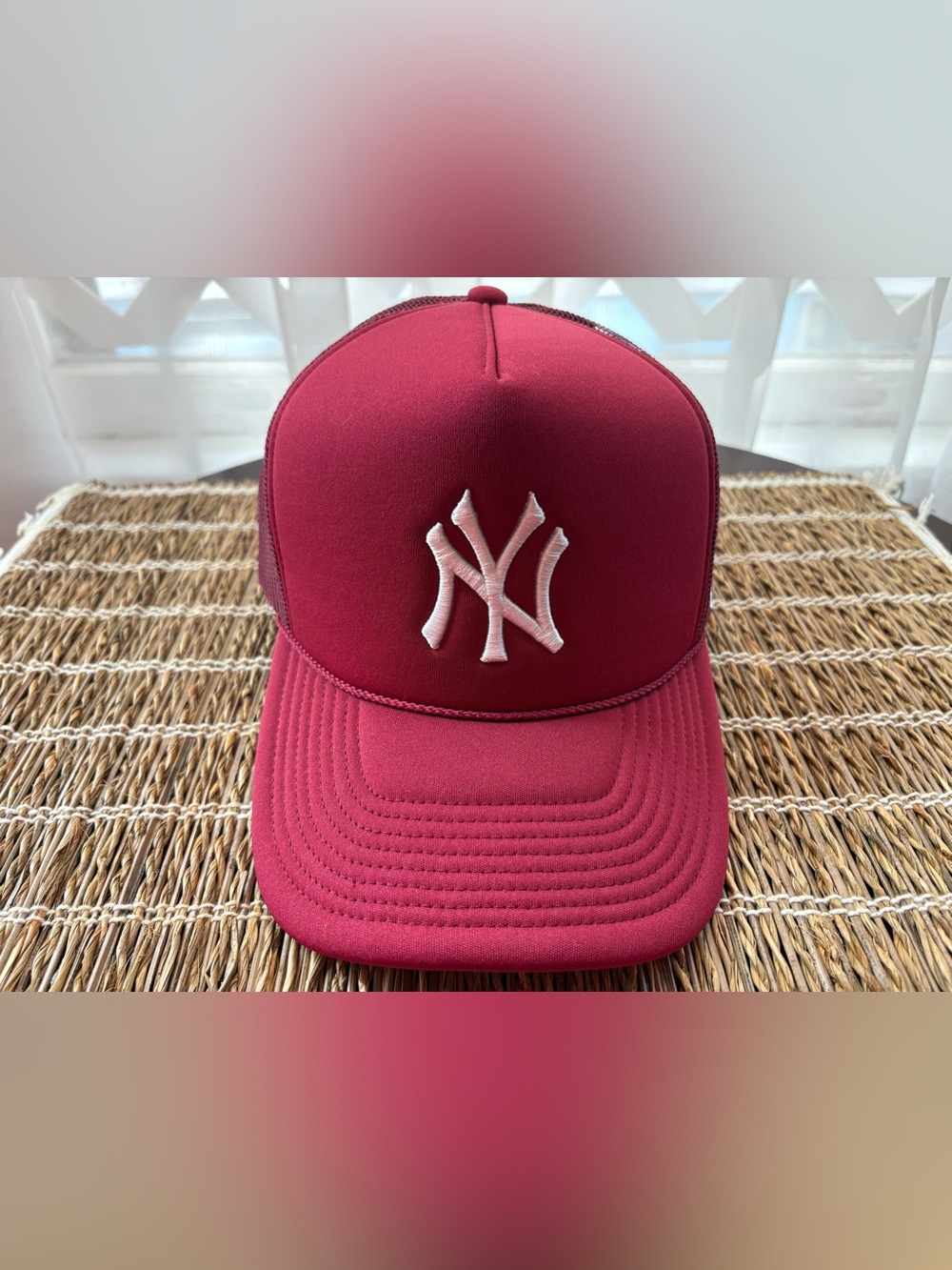 ’47 Brand NY Yankees Maroon Trucker Hat – Mesh Back & Rope Detail